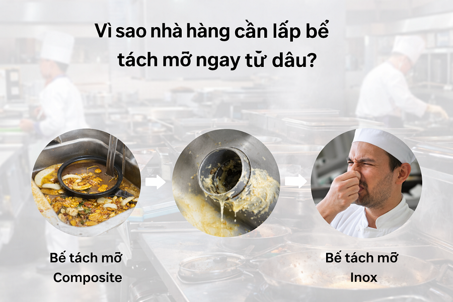 Vì sao cần lắp bể tách tách mỡ cho nhà hàng