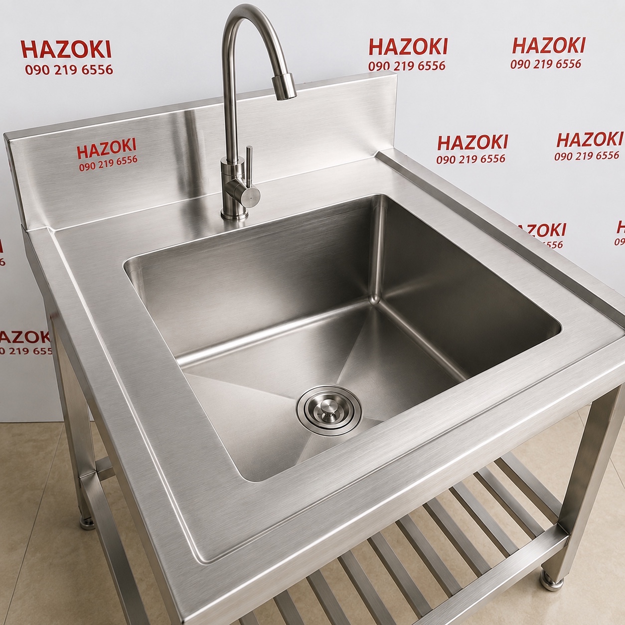 Chậu rửa công nghiệp 1 hố có bàn lệch phải