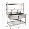 Chậu rửa đôi inox công nghiệp có kệ dưới