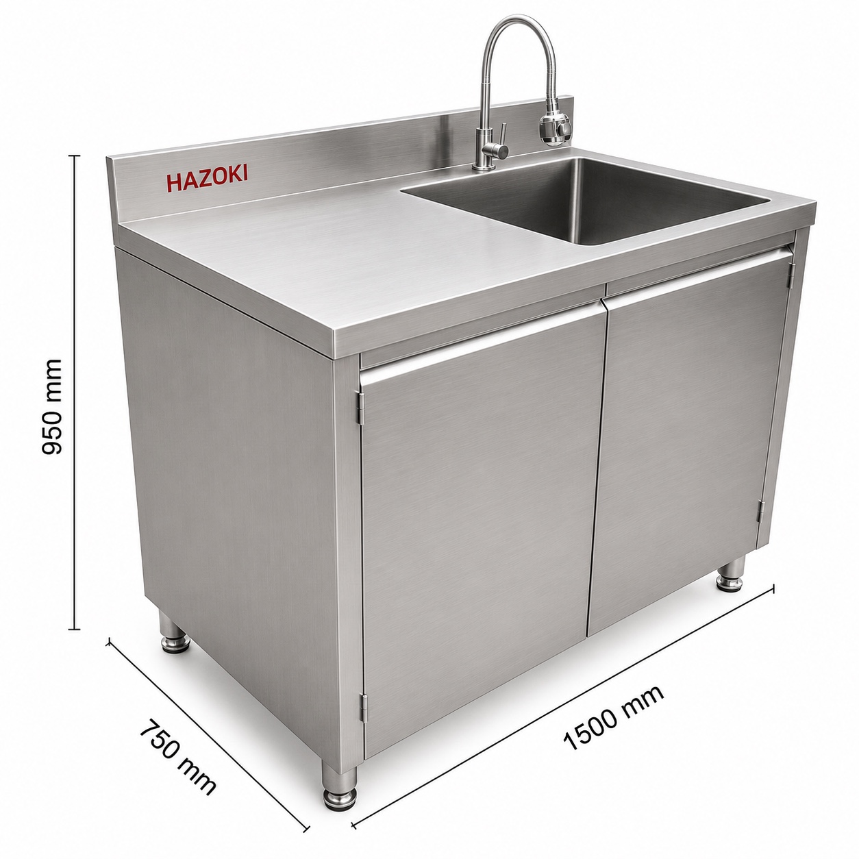Tủ inox 1 chậu rửa 1500mm