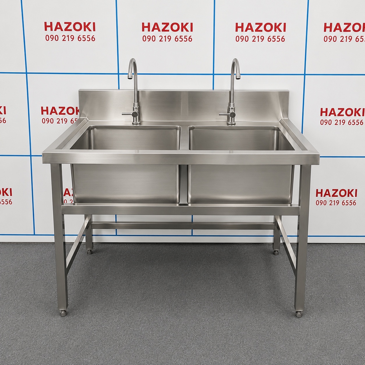 Chậu rửa inox 2 hố liền tủ