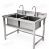 Chậu rửa inox công nghiệp 2 hố chậu