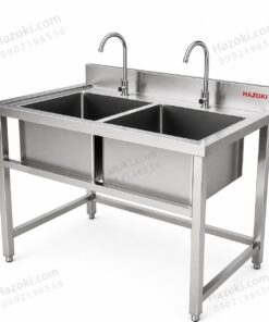 Chậu rửa inox công nghiệp 2 hố chậu