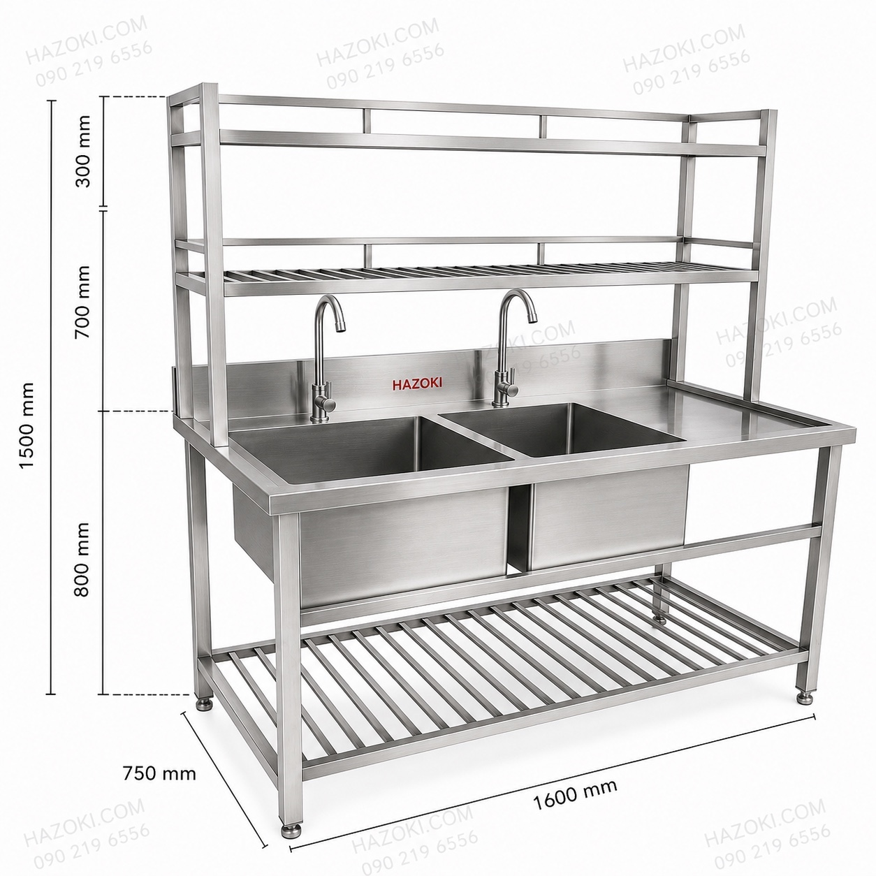 Chậu rửa inox 2 hố liền tủ - Ảnh 4
