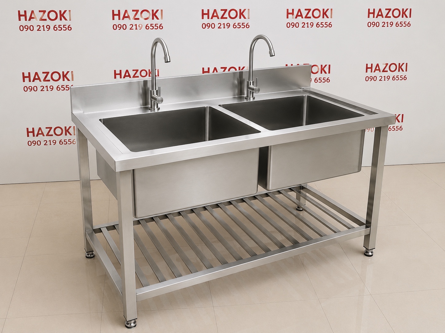 Chậu rửa inox 2 hố liền tủ