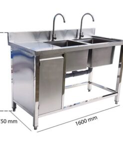 Chậu rửa inox 2 hố liền tủ