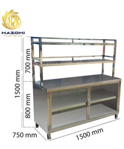 Tủ bát inox có kệ trên dài 1500mm