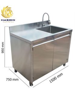 Tủ inox 1 bồn rửa dài 1500 mm