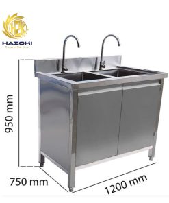 Tủ inox 2 bồn rửa dài 1200mm