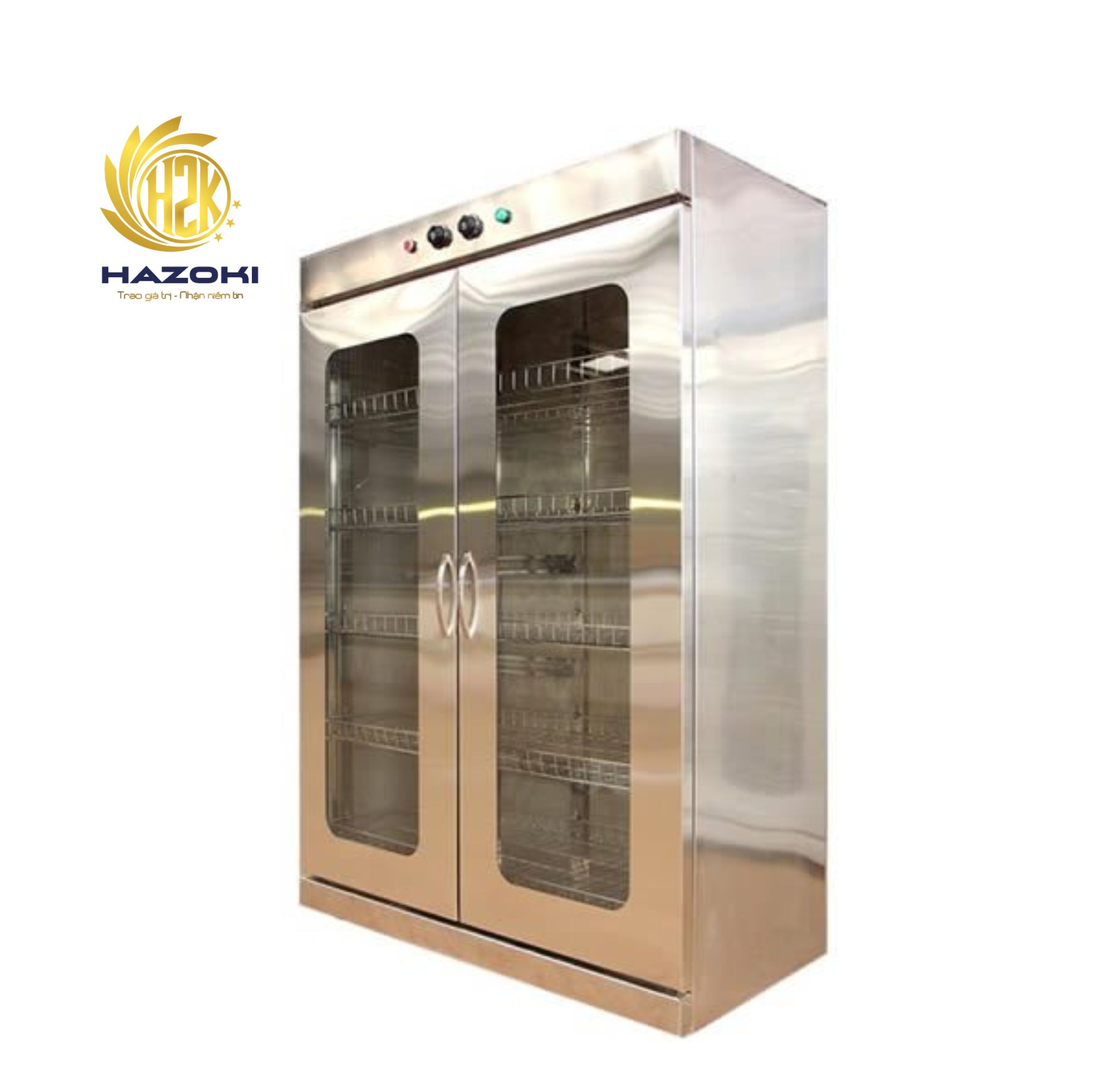 Tủ sấy bát công nghiệp 2 buồng Inox 201