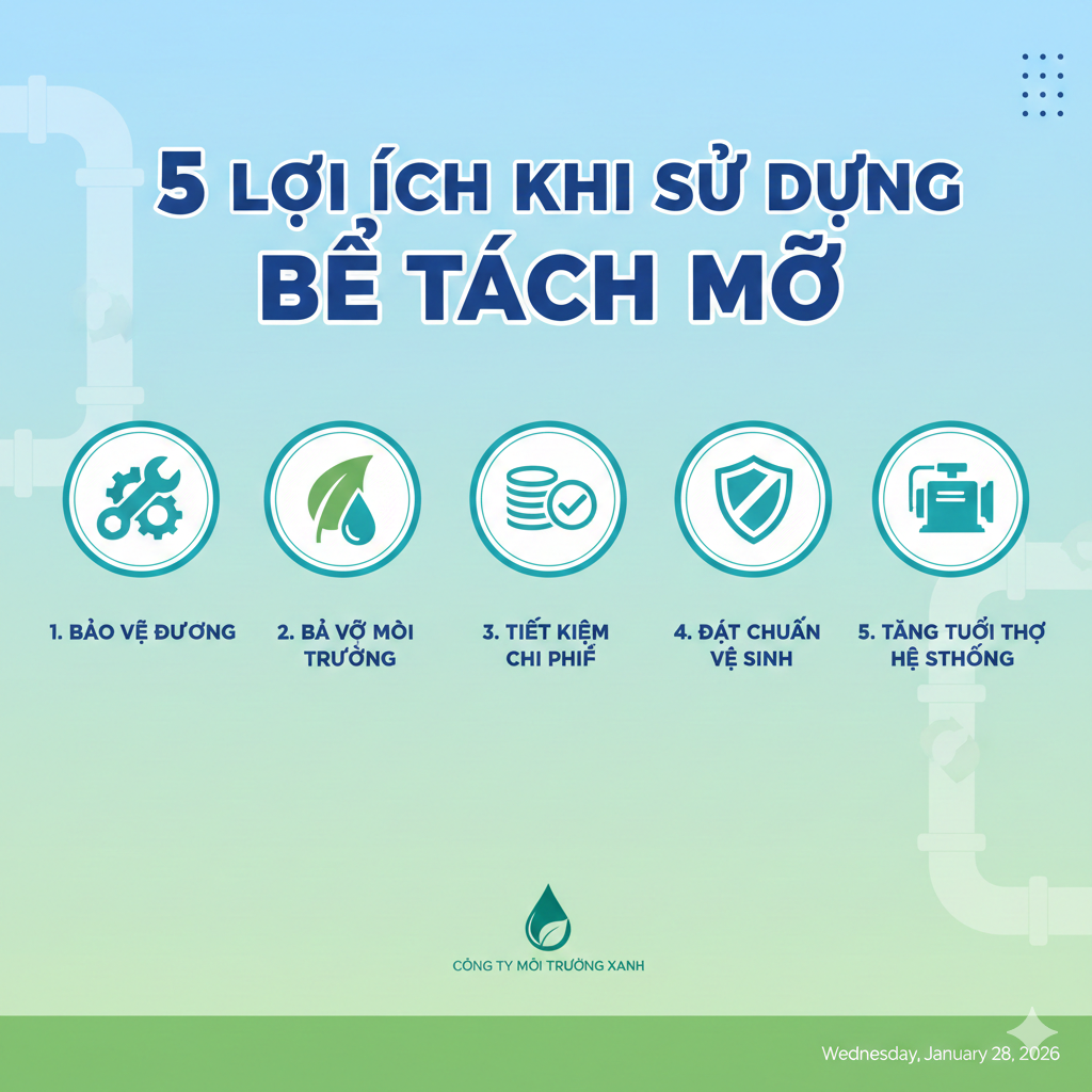 Lợi ích khi lắp đặt bể tách mỡ tại hà nội
