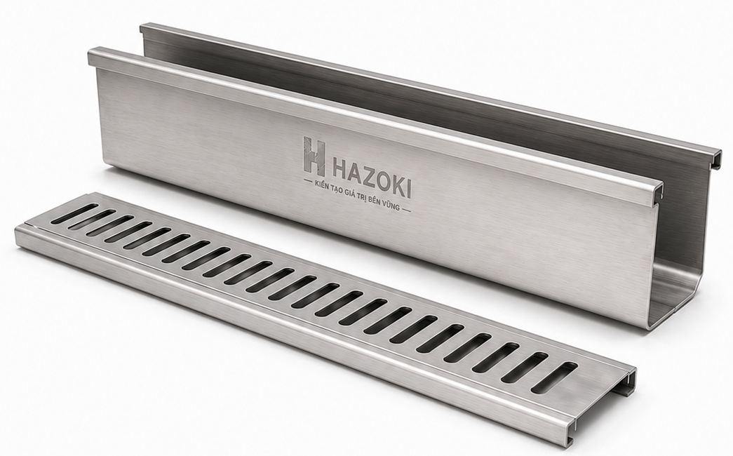 Máng thoát nước inox chữ U inox 304 Hazoki