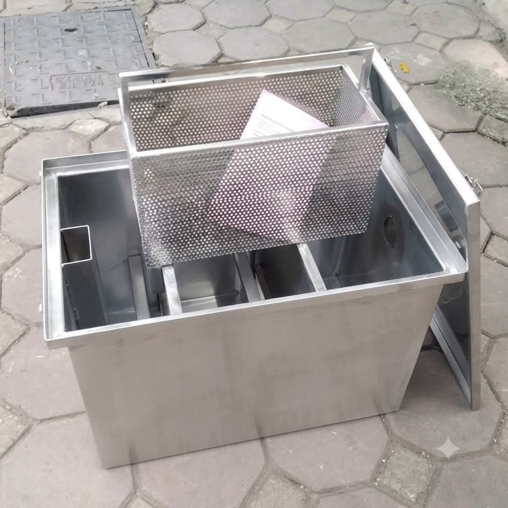 Giỏ lọc rác bể tách mỡ inox Hazoki