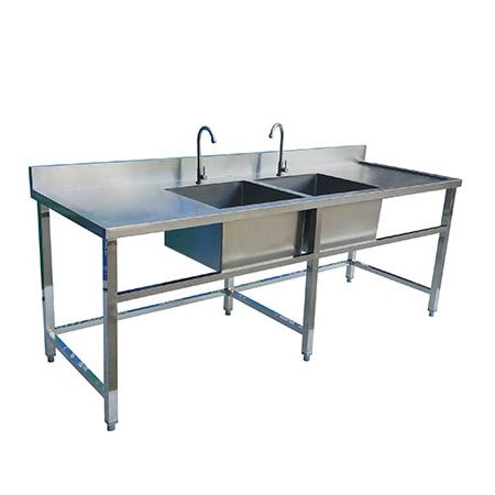 Chậu rửa bát công nghiệp 2 hố và 2 cánh