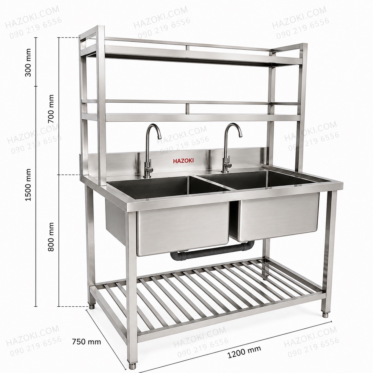 Chậu rửa inox công nghiệp 2 hố chậu - Ảnh 4