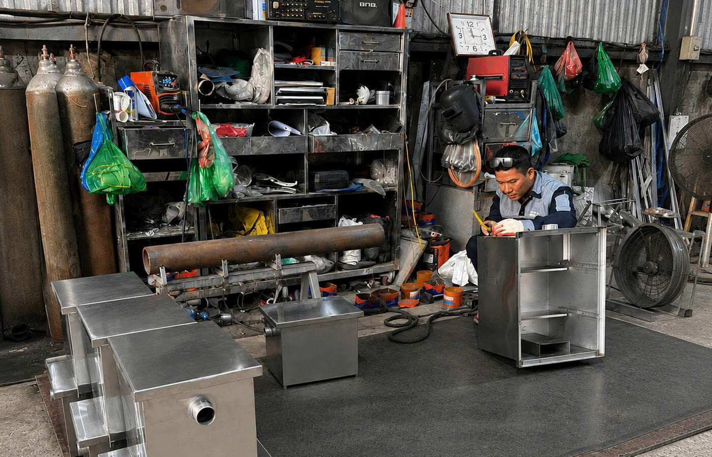 Xưởng sản xuất bể tách mỡ inox Hazoki