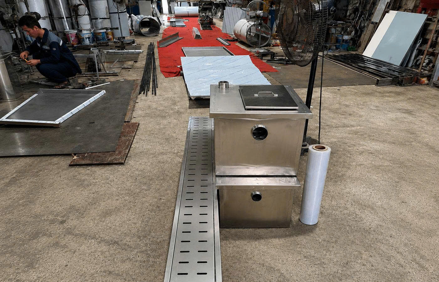 Xưởng sản xuất bể tách mỡ inox Hazoki