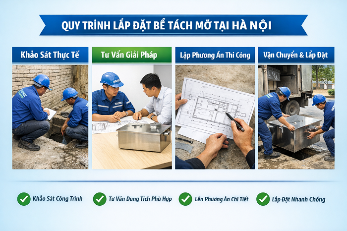 Quy Trình Lắp Đặt Bể Tách Mỡ Chuẩn Tại Hà Nội Quy Trình Lắp Đặt Bể Tách Mỡ Chuẩn Tại Hà Nội