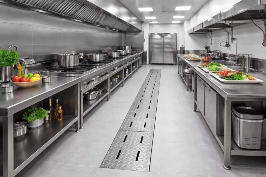 Máng thoát sàn inox cho nhà máy thực phẩm