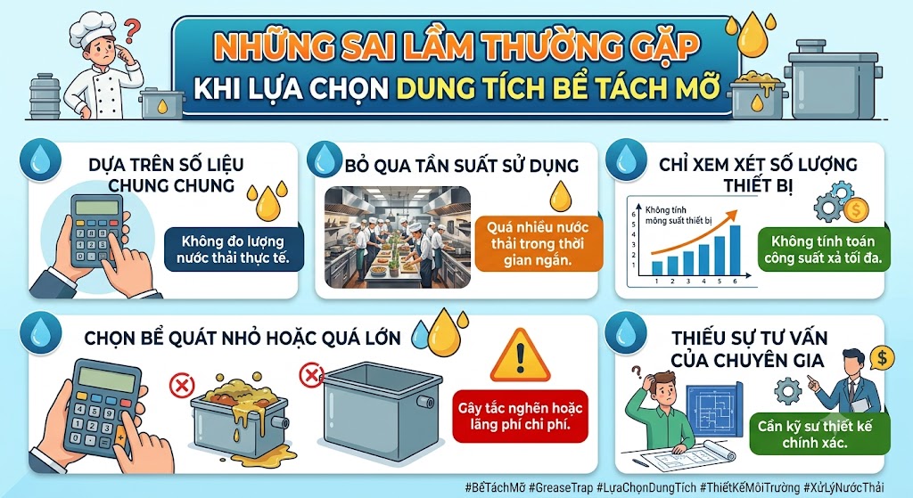 Sai lầm thường gặp khi lựa chọn dung tích bể tách mỡ